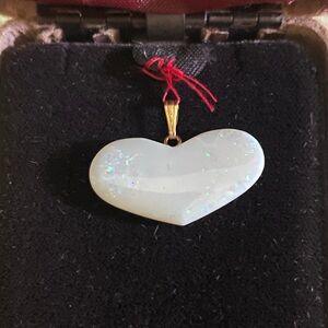 Milky, Fire Opal heart shape pendant